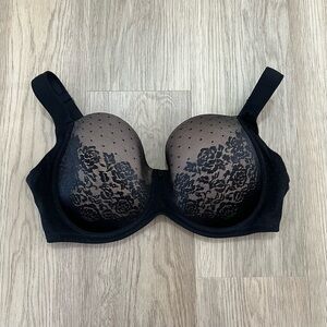 Soma 38DDD Black Lace Mesh Full Coverage Underwire Bra NWOT